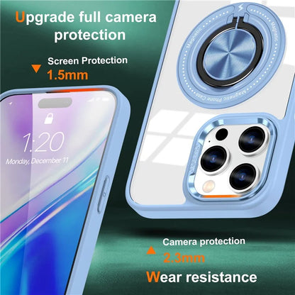 For iPhone 16 Pro Case Magnetic Ring Holder Kickstand PC+TPU Phone Cover