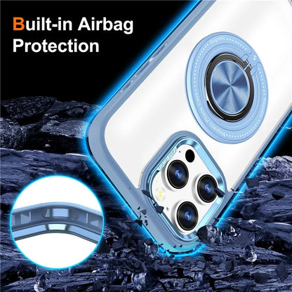 For iPhone 16 Pro Case Magnetic Ring Holder Kickstand PC+TPU Phone Cover