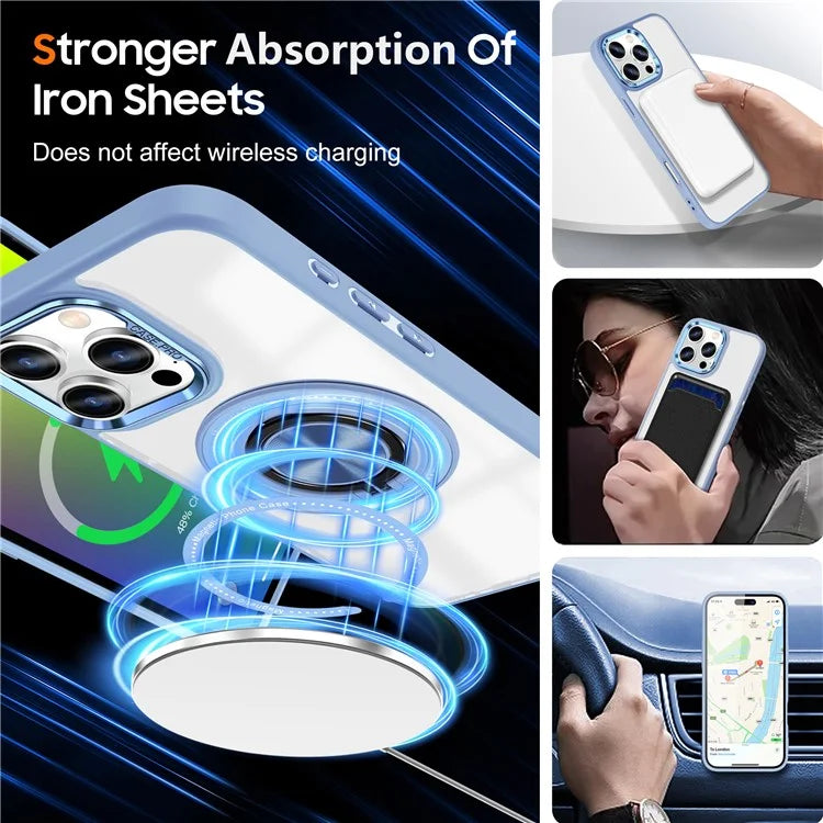 For iPhone 16 Pro Case Magnetic Ring Holder Kickstand PC+TPU Phone Cover