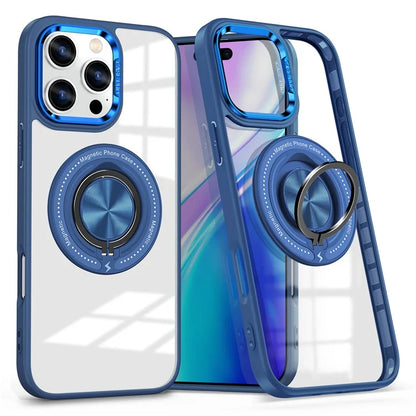 For iPhone 16 Pro Case Magnetic Ring Holder Kickstand PC+TPU Phone Cover