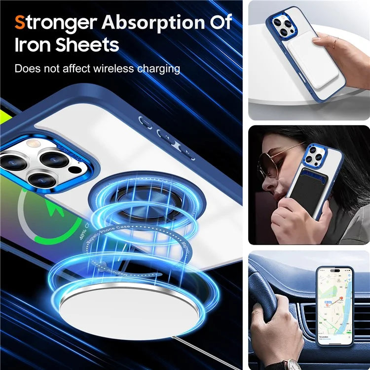 For iPhone 16 Pro Case Magnetic Ring Holder Kickstand PC+TPU Phone Cover