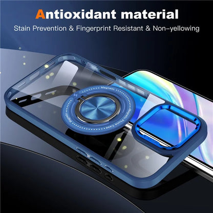 For iPhone 16 Pro Case Magnetic Ring Holder Kickstand PC+TPU Phone Cover