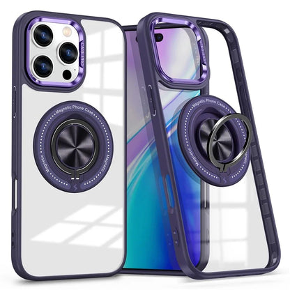 For iPhone 16 Pro Case Magnetic Ring Holder Kickstand PC+TPU Phone Cover