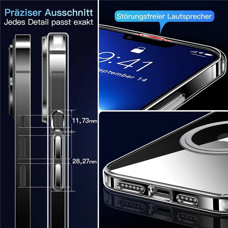 For iPhone 16 Case Magnetic TPU+PC Transparent Anti-Drop Phone Cover