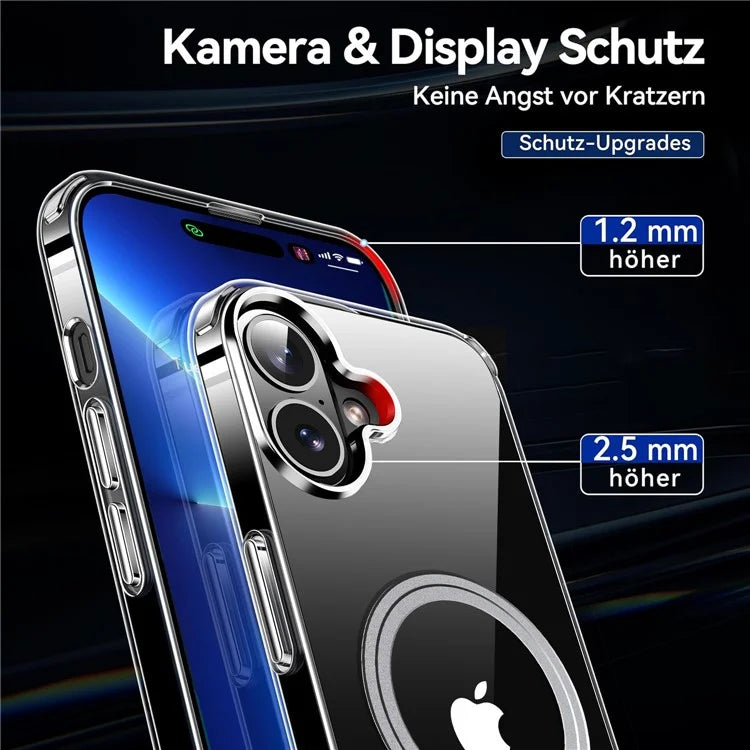 For iPhone 16 Case Magnetic TPU+PC Transparent Anti-Drop Phone Cover