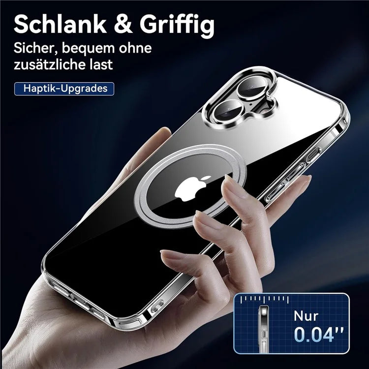 For iPhone 16 Case Magnetic TPU+PC Transparent Anti-Drop Phone Cover