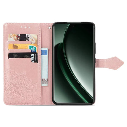 For Realme GT 6 5G Case Card Holder Cash Slots Leather Phone Cover Embossed Mandala Pattern