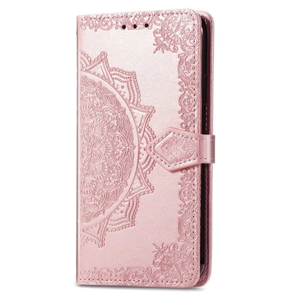 For Realme GT 6 5G Case Card Holder Cash Slots Leather Phone Cover Embossed Mandala Pattern