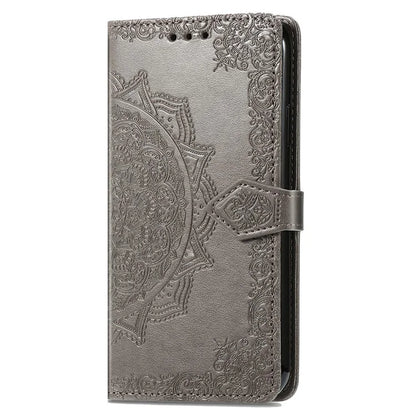For Realme GT 6 5G Case Card Holder Cash Slots Leather Phone Cover Embossed Mandala Pattern