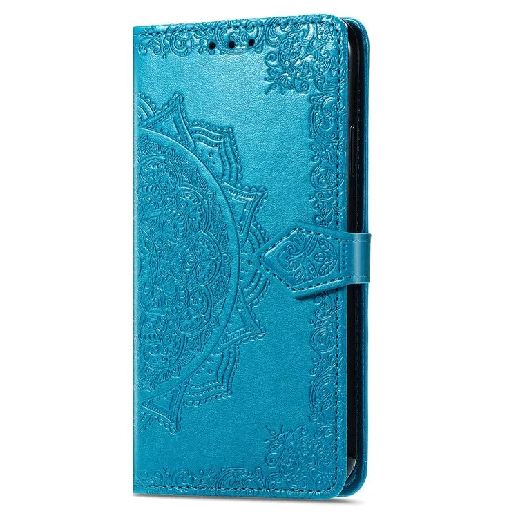 For Realme GT 6 5G Case Card Holder Cash Slots Leather Phone Cover Embossed Mandala Pattern