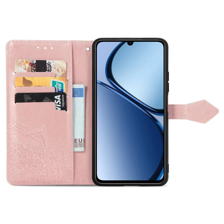 For Realme C63 4G Case Mandala Embossed Design Leather Wallet Phone Cover