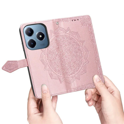 For Realme C63 4G Case Mandala Embossed Design Leather Wallet Phone Cover