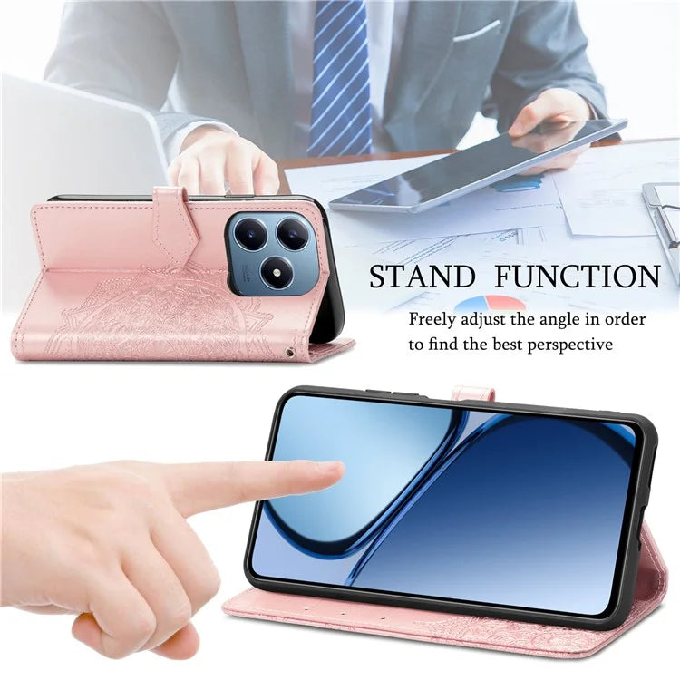 For Realme C63 4G Case Mandala Embossed Design Leather Wallet Phone Cover