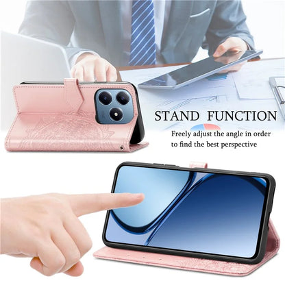 For Realme C63 4G Case Mandala Embossed Design Leather Wallet Phone Cover