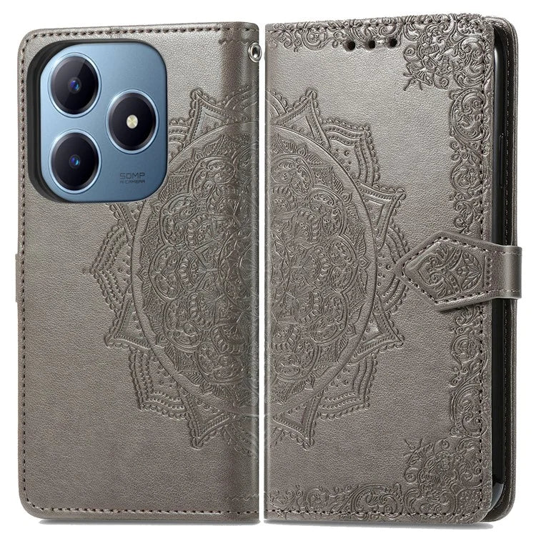 For Realme C63 4G Case Mandala Embossed Design Leather Wallet Phone Cover