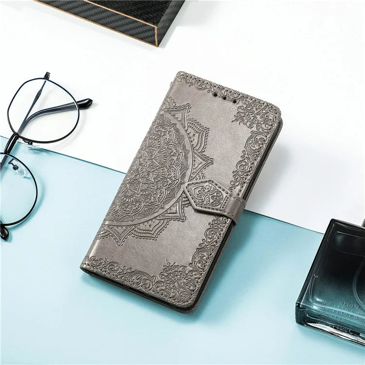 For Realme C63 4G Case Mandala Embossed Design Leather Wallet Phone Cover
