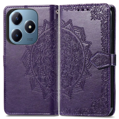 For Realme C63 4G Case Mandala Embossed Design Leather Wallet Phone Cover
