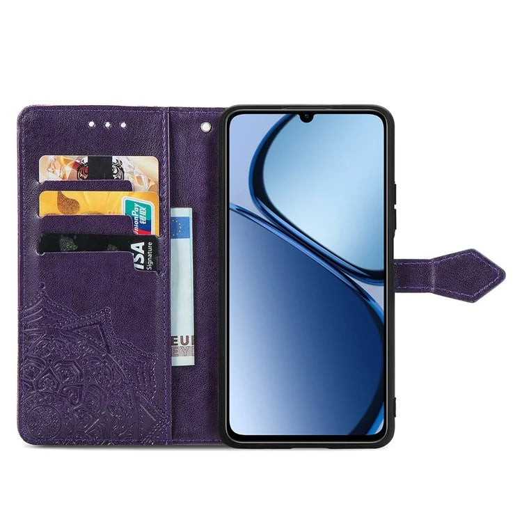 For Realme C63 4G Case Mandala Embossed Design Leather Wallet Phone Cover