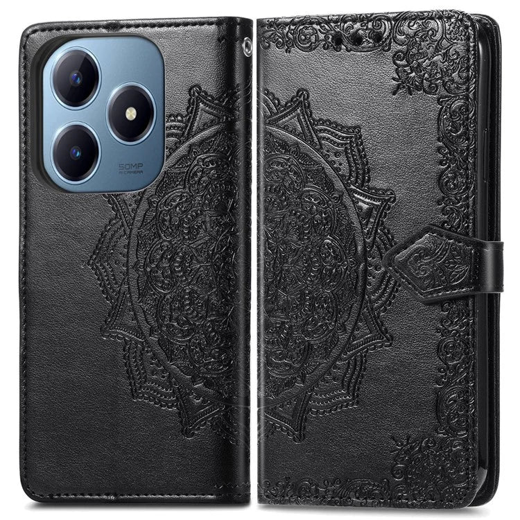 For Realme C63 4G Case Mandala Embossed Design Leather Wallet Phone Cover