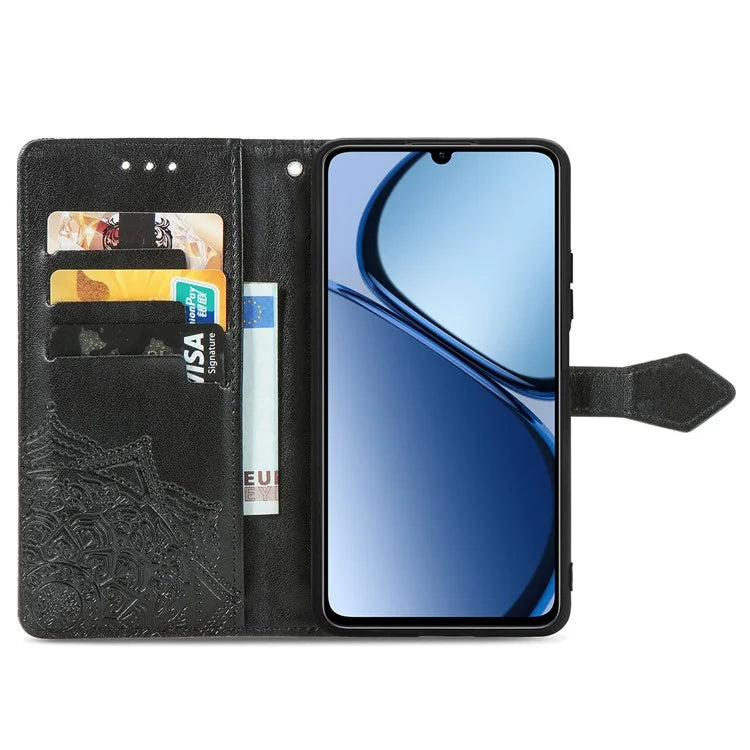 For Realme C63 4G Case Mandala Embossed Design Leather Wallet Phone Cover