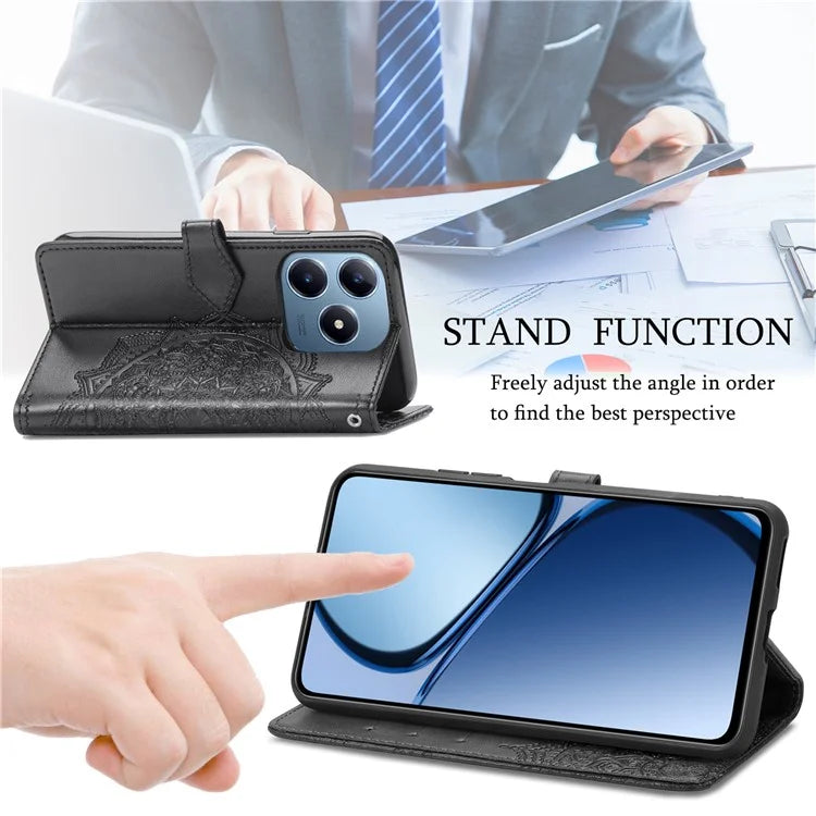 For Realme C63 4G Case Mandala Embossed Design Leather Wallet Phone Cover