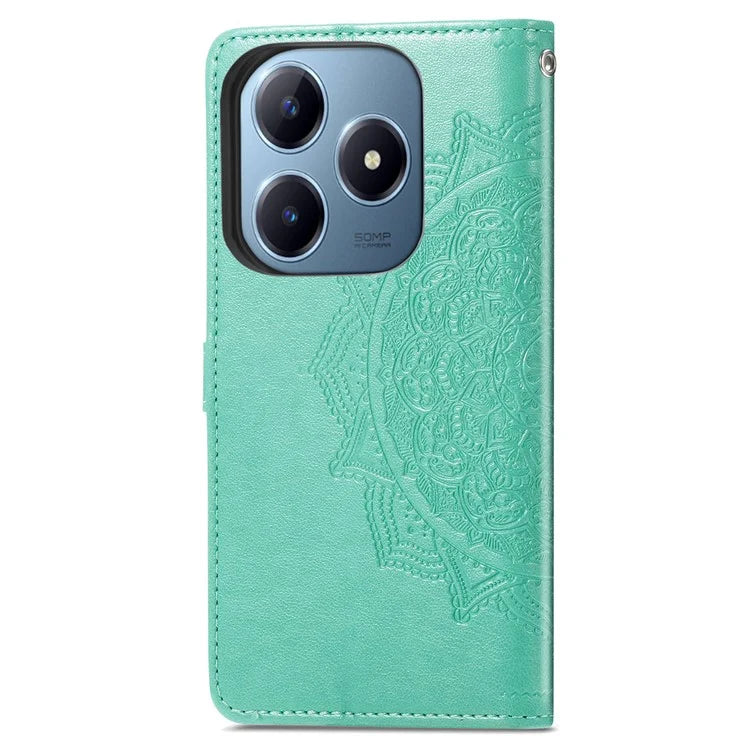 For Realme C63 4G Case Mandala Embossed Design Leather Wallet Phone Cover