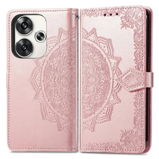 For Xiaomi Poco F6 5G  /  Redmi Turbo 3 5G Case Mandala Embossed Design Leather Wallet Phone Cover
