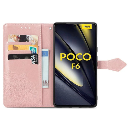 For Xiaomi Poco F6 5G  /  Redmi Turbo 3 5G Case Mandala Embossed Design Leather Wallet Phone Cover