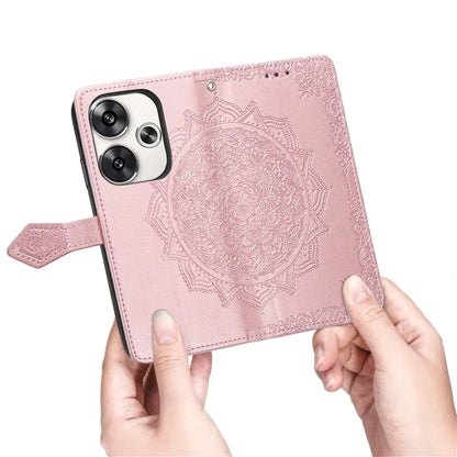 For Xiaomi Poco F6 5G  /  Redmi Turbo 3 5G Case Mandala Embossed Design Leather Wallet Phone Cover