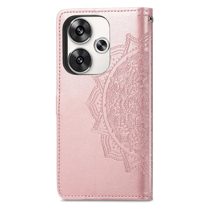 For Xiaomi Poco F6 5G  /  Redmi Turbo 3 5G Case Mandala Embossed Design Leather Wallet Phone Cover