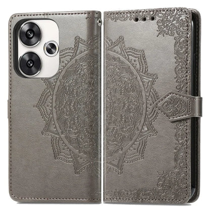 For Xiaomi Poco F6 5G  /  Redmi Turbo 3 5G Case Mandala Embossed Design Leather Wallet Phone Cover