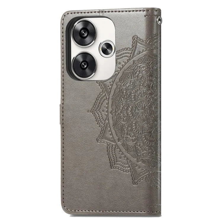 For Xiaomi Poco F6 5G  /  Redmi Turbo 3 5G Case Mandala Embossed Design Leather Wallet Phone Cover