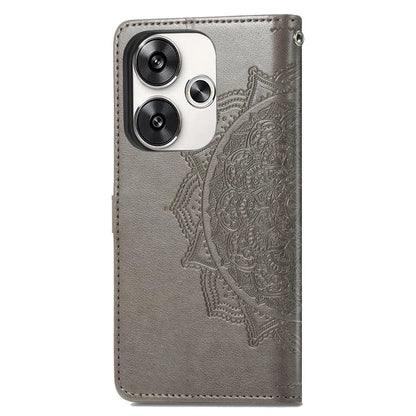For Xiaomi Poco F6 5G  /  Redmi Turbo 3 5G Case Mandala Embossed Design Leather Wallet Phone Cover