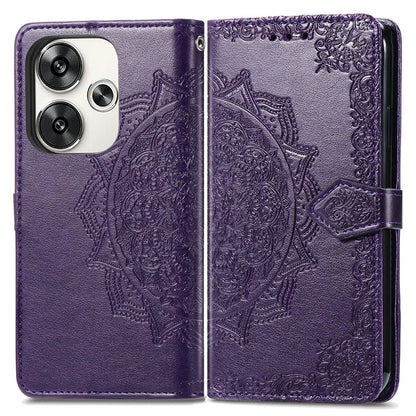 For Xiaomi Poco F6 5G  /  Redmi Turbo 3 5G Case Mandala Embossed Design Leather Wallet Phone Cover