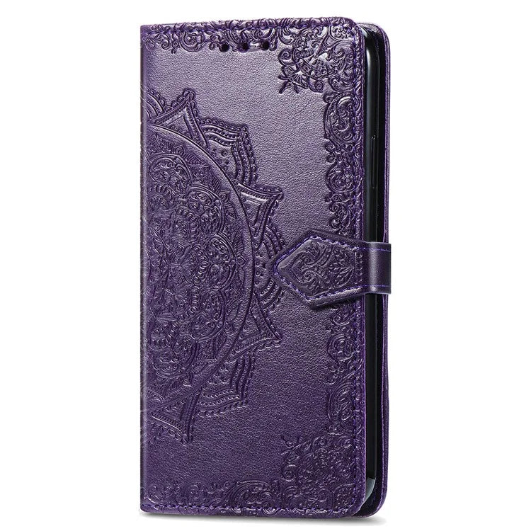 For Xiaomi Poco F6 5G  /  Redmi Turbo 3 5G Case Mandala Embossed Design Leather Wallet Phone Cover