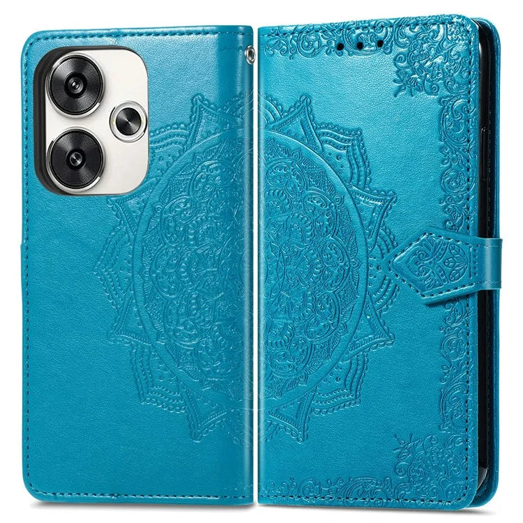 For Xiaomi Poco F6 5G  /  Redmi Turbo 3 5G Case Mandala Embossed Design Leather Wallet Phone Cover