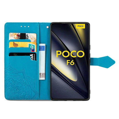 For Xiaomi Poco F6 5G  /  Redmi Turbo 3 5G Case Mandala Embossed Design Leather Wallet Phone Cover