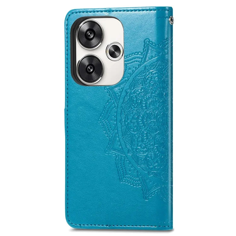 For Xiaomi Poco F6 5G  /  Redmi Turbo 3 5G Case Mandala Embossed Design Leather Wallet Phone Cover