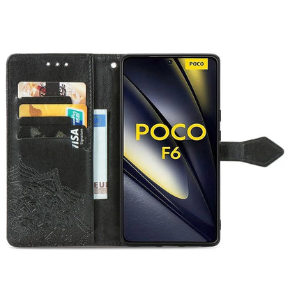 For Xiaomi Poco F6 5G  /  Redmi Turbo 3 5G Case Mandala Embossed Design Leather Wallet Phone Cover