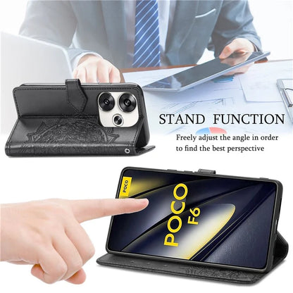 For Xiaomi Poco F6 5G  /  Redmi Turbo 3 5G Case Mandala Embossed Design Leather Wallet Phone Cover