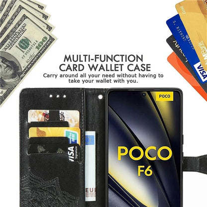 For Xiaomi Poco F6 5G  /  Redmi Turbo 3 5G Case Mandala Embossed Design Leather Wallet Phone Cover