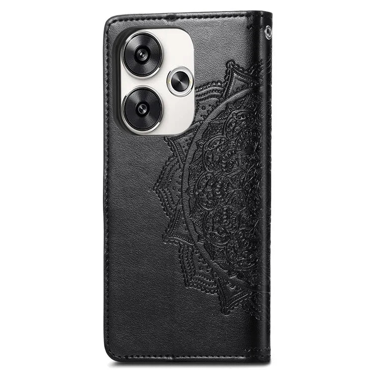 For Xiaomi Poco F6 5G  /  Redmi Turbo 3 5G Case Mandala Embossed Design Leather Wallet Phone Cover