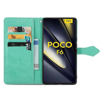 For Xiaomi Poco F6 5G  /  Redmi Turbo 3 5G Case Mandala Embossed Design Leather Wallet Phone Cover