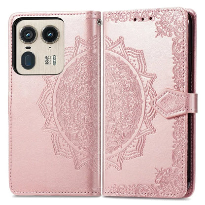 For Motorola Edge 50 Ultra 5G  /  Moto X50 Ultra 5G Case Mandala Embossed Design Leather Wallet Phone Cover