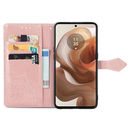 For Motorola Edge 50 Ultra 5G  /  Moto X50 Ultra 5G Case Mandala Embossed Design Leather Wallet Phone Cover