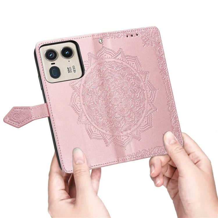 For Motorola Edge 50 Ultra 5G  /  Moto X50 Ultra 5G Case Mandala Embossed Design Leather Wallet Phone Cover