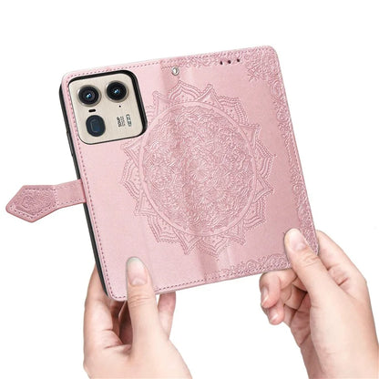 For Motorola Edge 50 Ultra 5G  /  Moto X50 Ultra 5G Case Mandala Embossed Design Leather Wallet Phone Cover