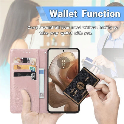 For Motorola Edge 50 Ultra 5G  /  Moto X50 Ultra 5G Case Mandala Embossed Design Leather Wallet Phone Cover