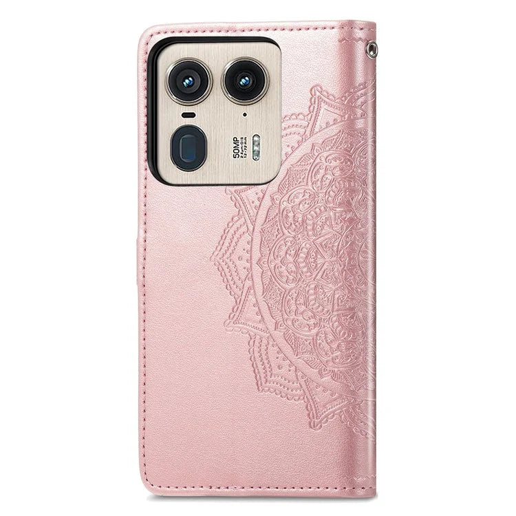 For Motorola Edge 50 Ultra 5G  /  Moto X50 Ultra 5G Case Mandala Embossed Design Leather Wallet Phone Cover