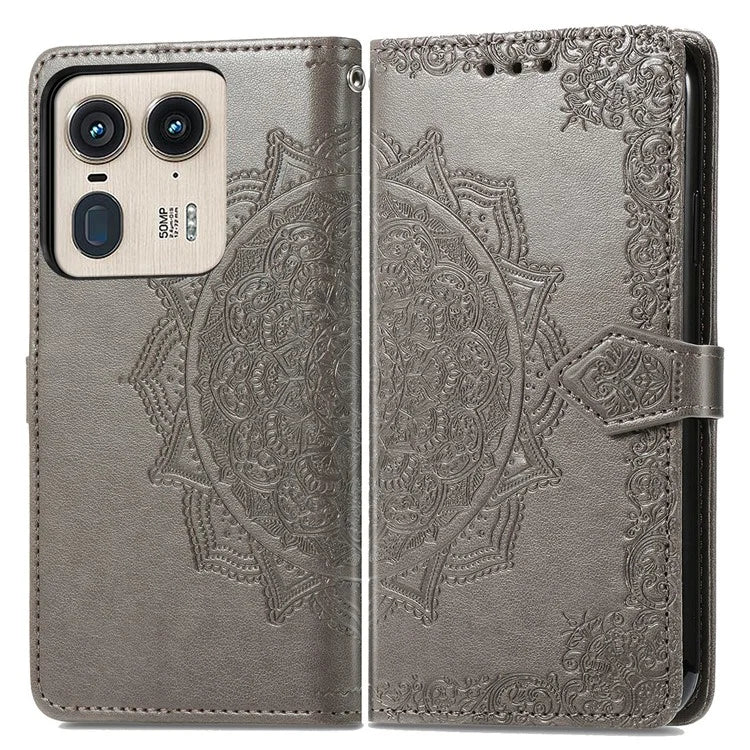 For Motorola Edge 50 Ultra 5G  /  Moto X50 Ultra 5G Case Mandala Embossed Design Leather Wallet Phone Cover